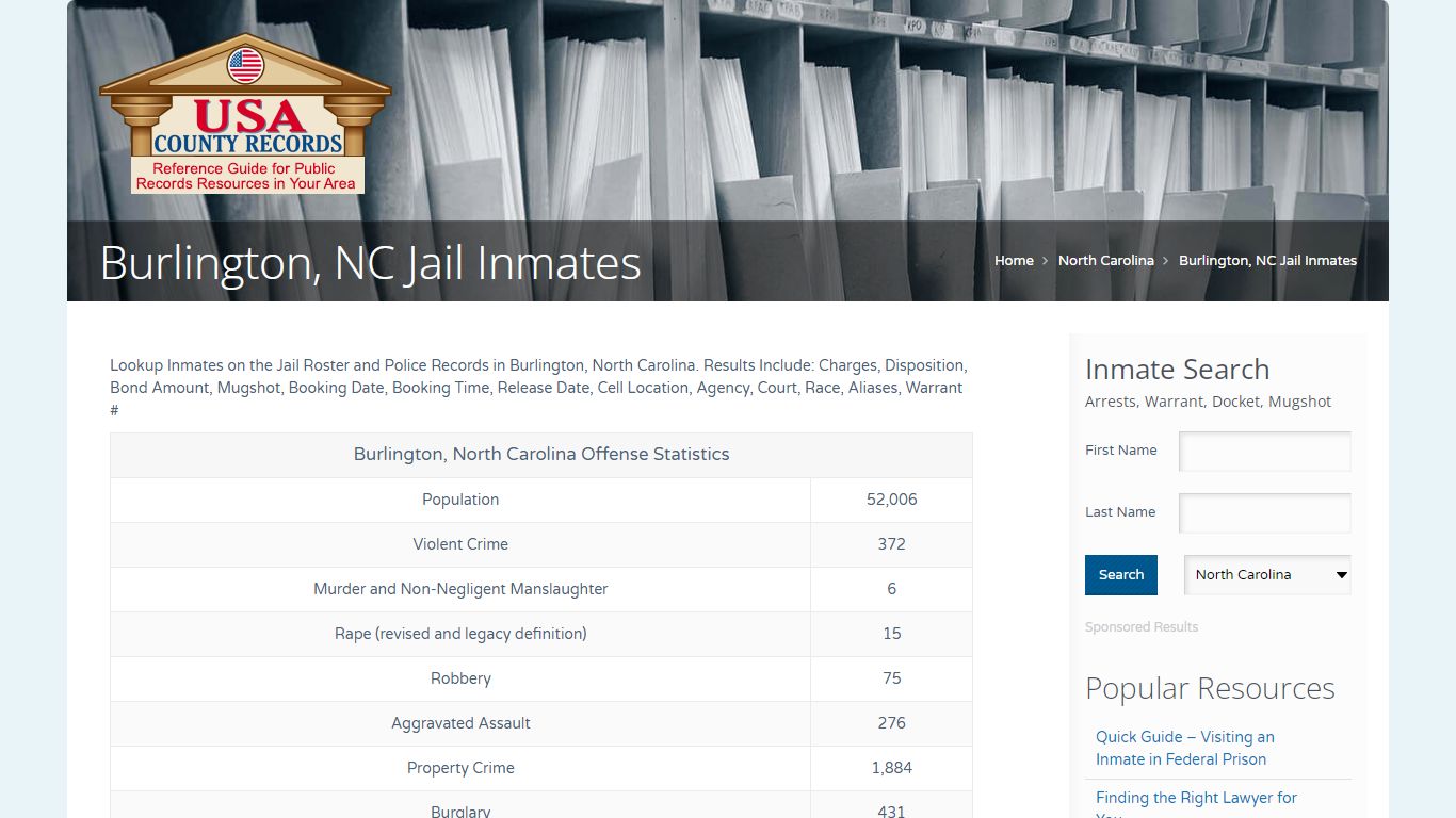 Burlington, NC Jail Inmates | Name Search